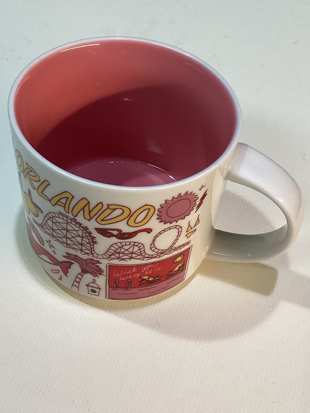 Starbucks Been There Series 14 OZ Coffee Mug Orlando Florida Pink Yellow 2018